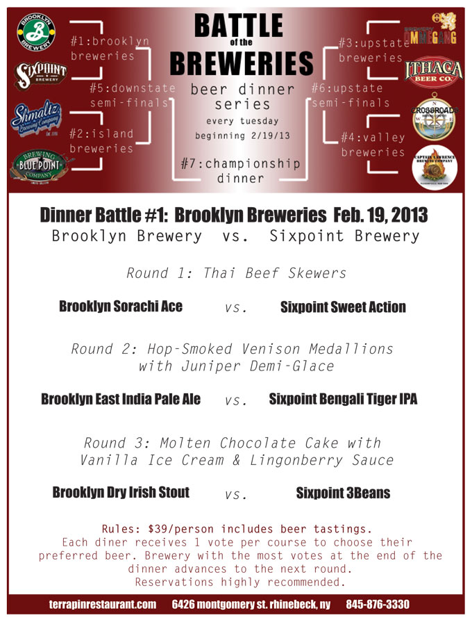 Battle of the Breweries Brooklyn Beer Dinner Terrapin Restaurant