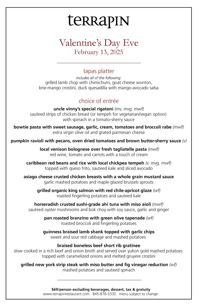 Terrapin Rhinebeck Valentine's Day Dinner